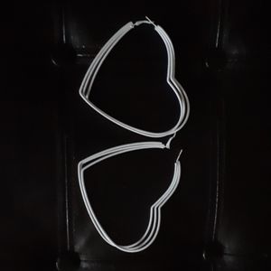 White 3 layer heart hoop earrings
